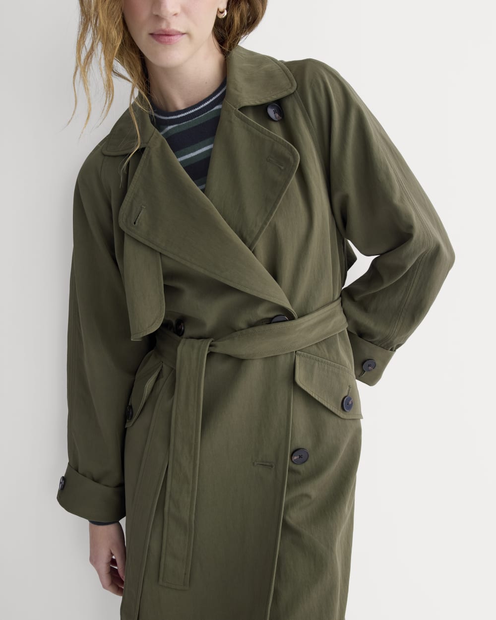Drapey Twill Trench | Olive Night - Image 4