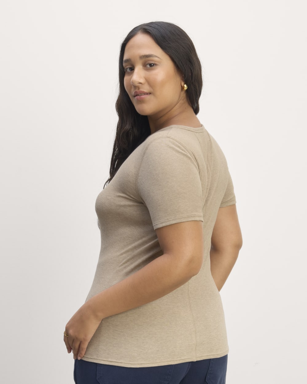 The Luxe Rib Crew | Heathered Tan - Image 4