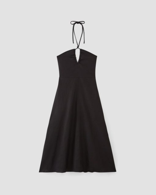 Alternative view of The Linen Halter-Neck Dress | Black