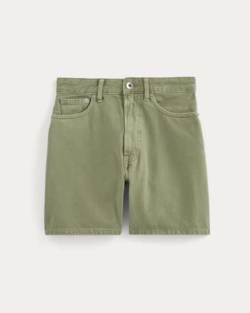 Alternative view of The A-Line Denim Short | Neutral Oil Green