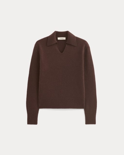 Alternative view of Cashmere Polo Sweater | Dark Mahogany