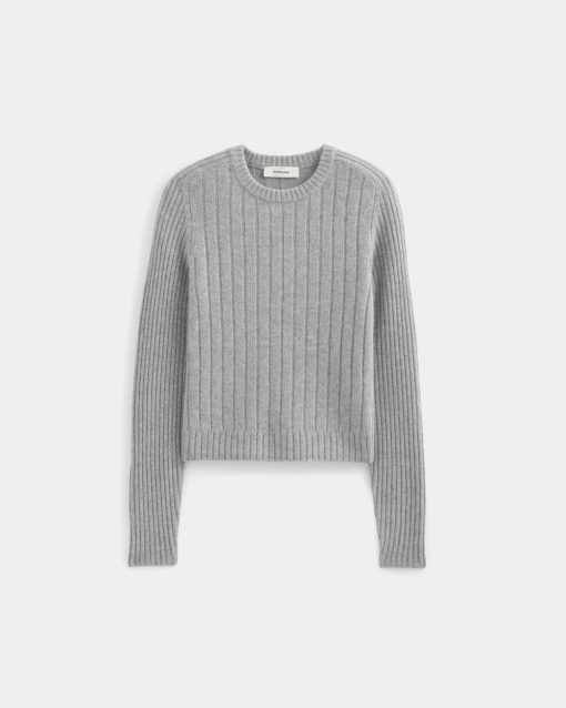 Alternative view of Mix Ribbed Crew in Cashmere | Light Heather Grey