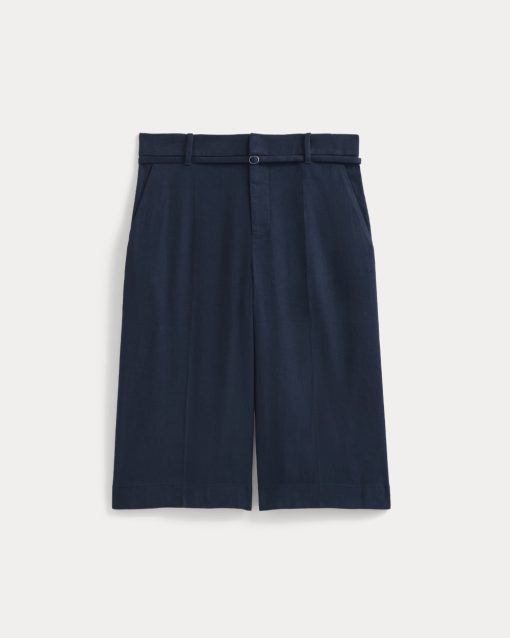 Alternative view of Long Tailored Short in Stretch Linen | Navy