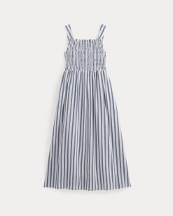 Alternative view of The Gauze Smock Dress | White / Mazarine Blue