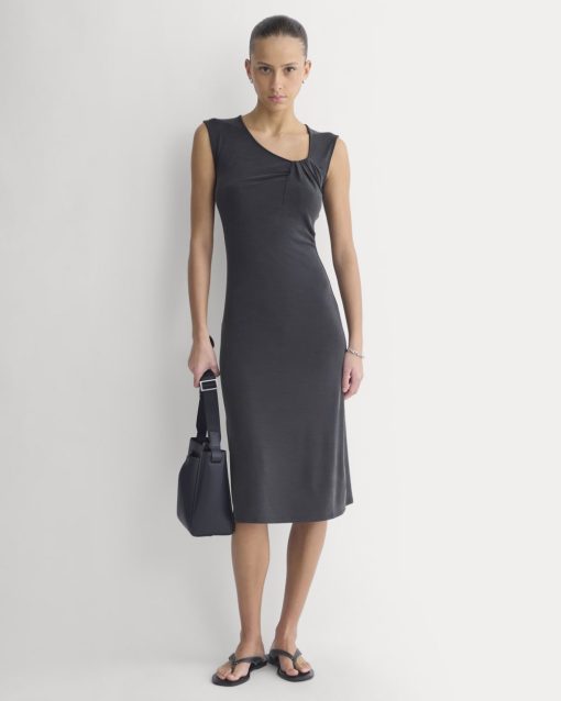Knit Asymmetrical Midi Dress | Black
