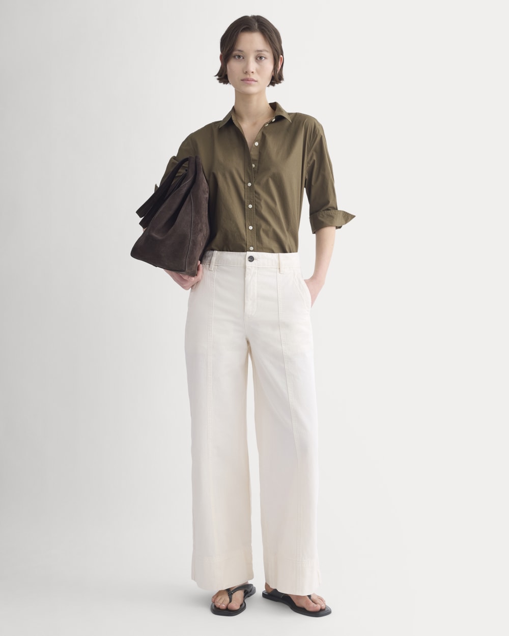 Cuff Detail Shirt in Lightweight Cotton | Beech - Image 3