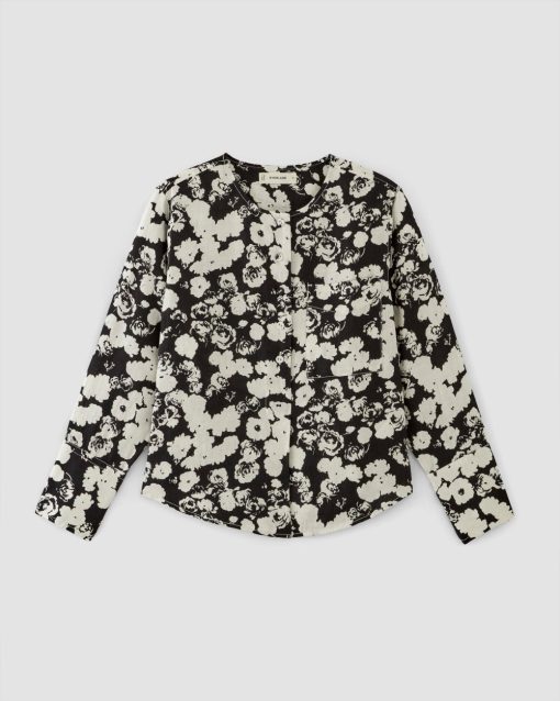 Alternative view of The Popover Shirt in Linen | Black / Bone Floral