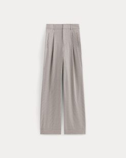 Alternative view of The Draper Pleated Pant in Buttersmooth | Deep Taupe Mini Gingham  | 32 Inseam