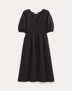 Alternative view of The Linen Oversized Puff-Sleeve Dress | Black