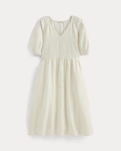 Alternative view of The Linen Oversized Puff-Sleeve Dress | Bone