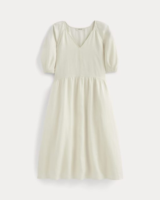 Alternative view of The Linen Oversized Puff-Sleeve Dress | Bone