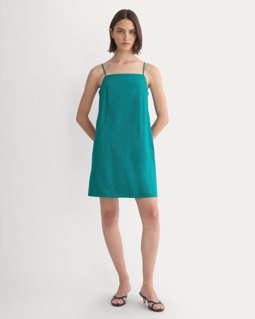 Mini Shift Dress in Stretch Linen | Everglade