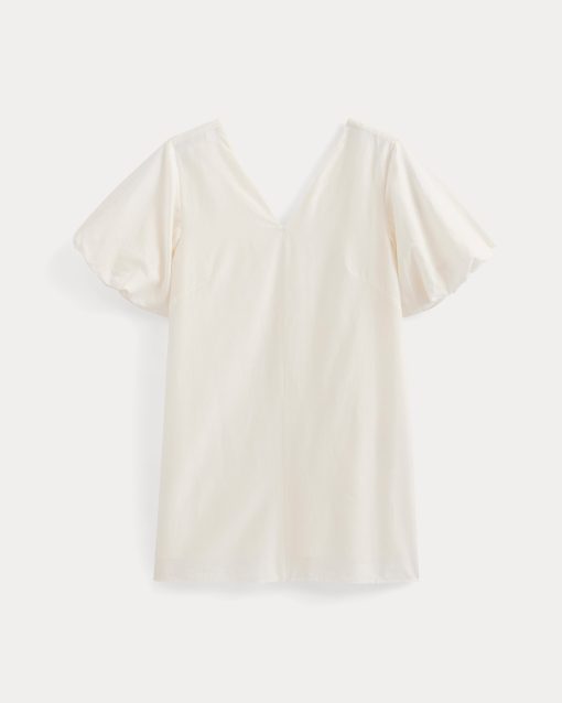 Alternative view of Bubble-Sleeve Mini Dress in Cotton Silk Voile | Bone