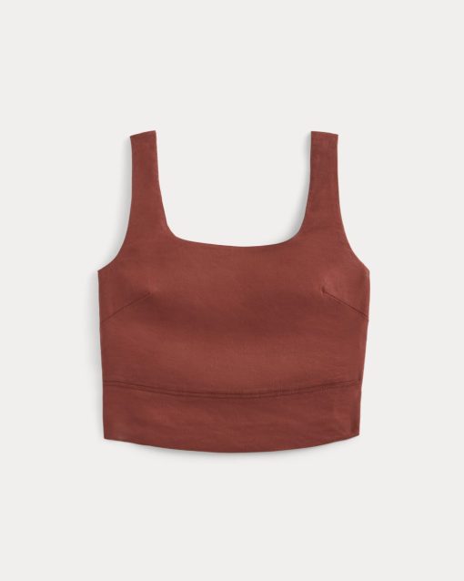 Alternative view of Square Tank in Stretch Linen | Henna Red