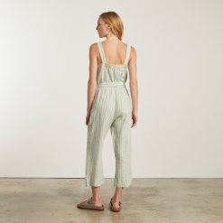 Alternative view of The Linen Jumpsuit | Seafoam Pinstripe