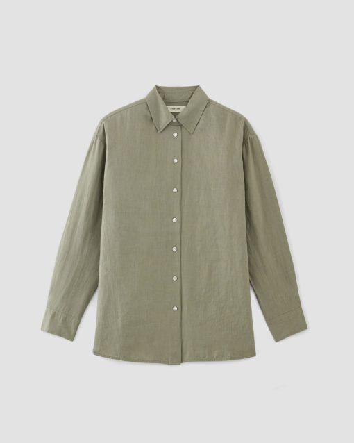 Alternative view of The Boyfriend Shirt in Linen | Sage Green