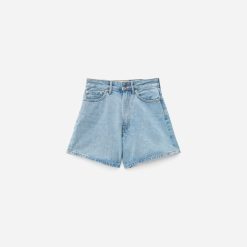 Alternative view of The A-Line Denim Short | Powder Blue