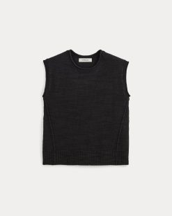 Alternative view of The Muscle Sweater in Cotton Linen | Black