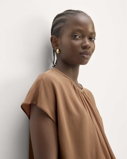 The Gathered Neck Top | Carob Brown