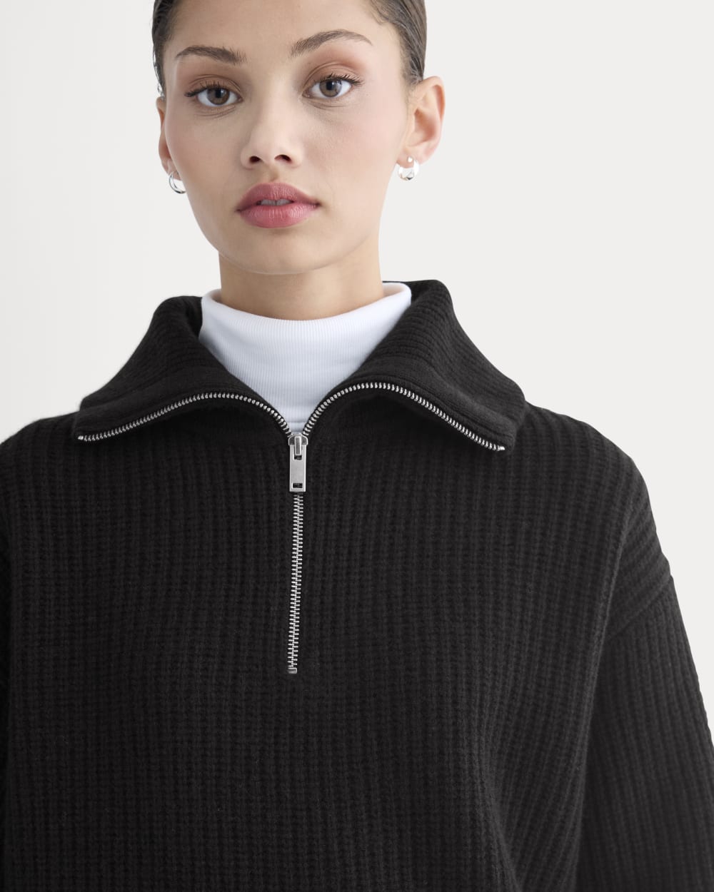 The Half-Zip Sweater in Luxe Merino | Black - Image 4