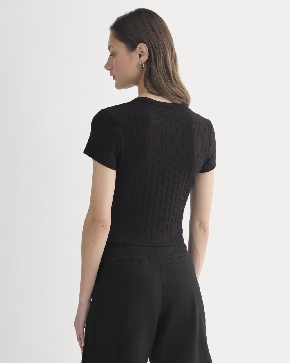 Cropped Crew in Pointelle | Black - Image 5