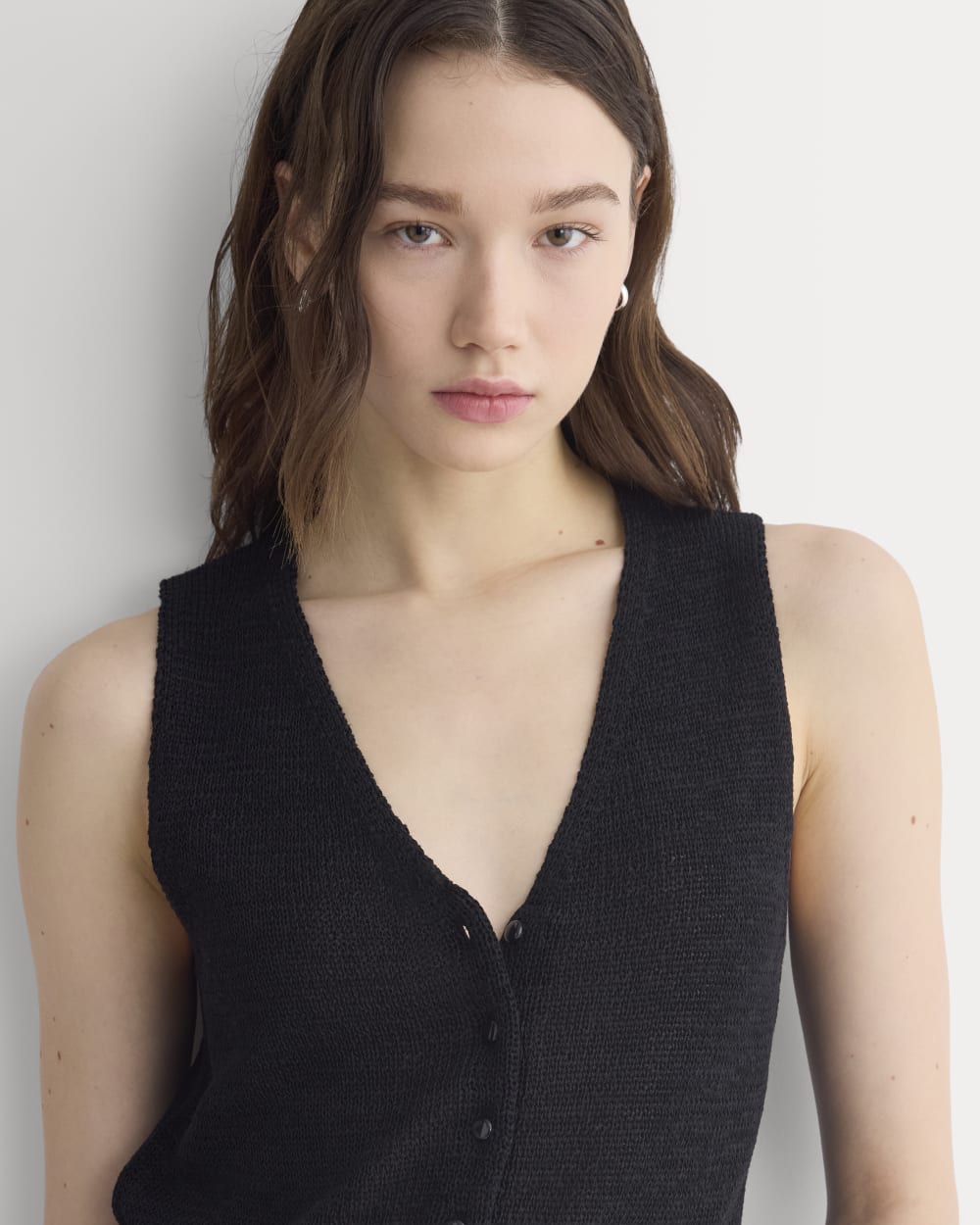 Button-Front Tank in Tape Yarn | Black - Image 5
