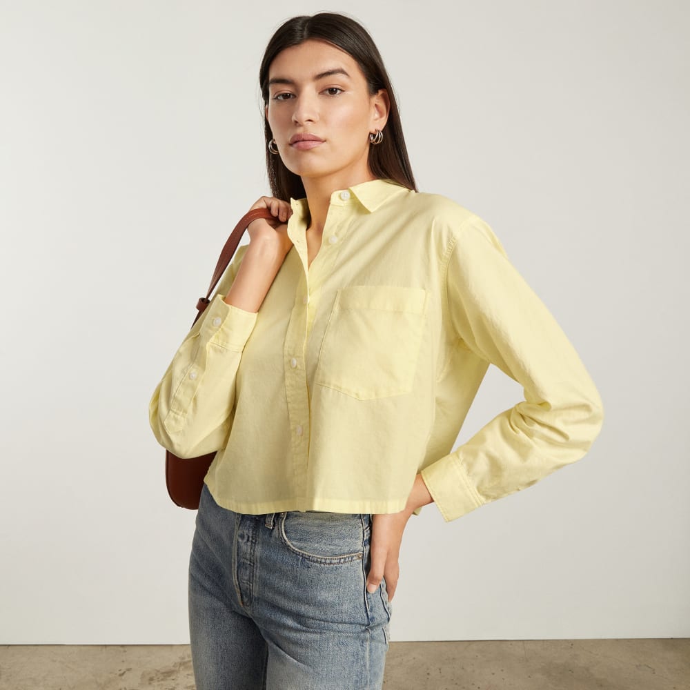 The Way-Short Shirt in Silky Cotton | Pastel Yellow - Image 5