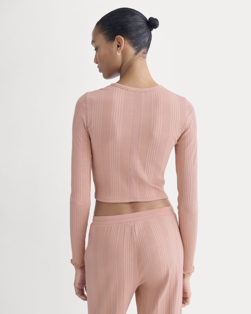 Lounge Rib Cropped Shirt | Ash Rose - Image 5