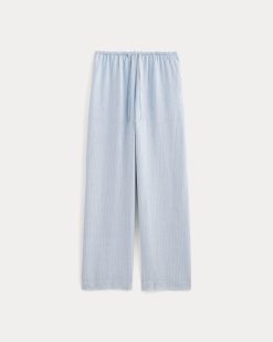 Alternative view of The Drawstring Pant in Linen | Sky Blue / White