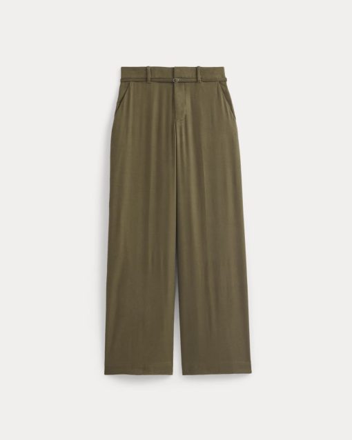 Alternative view of Wide-Leg Belted Pant in Stretch Linen | Beech | Long