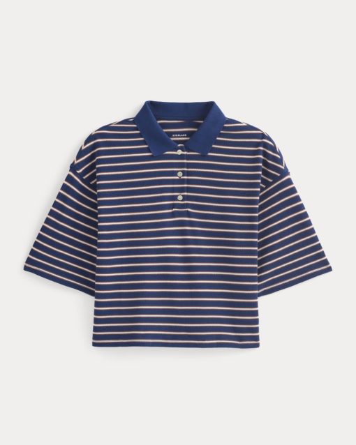 Alternative view of Pique Boxy Polo | Estate Blue/Henna/Gardenia