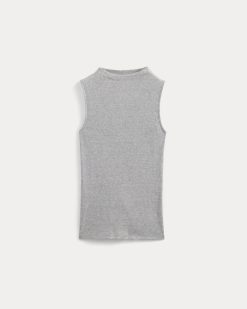 Alternative view of The Luxe Rib Funnel-Neck Tank | Classic Heather Grey