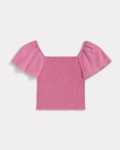 Alternative view of The Gauze Smocked Top | Deep Pink