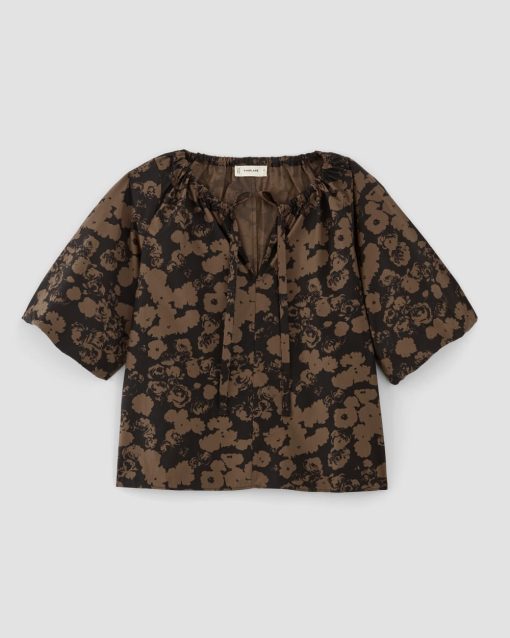 Alternative view of The Supima® Puff-Sleeve Top | Black / Cocoa Floral