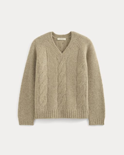 Alternative view of Cloud Cable V-Neck Sweater | Heathered Oatmeal