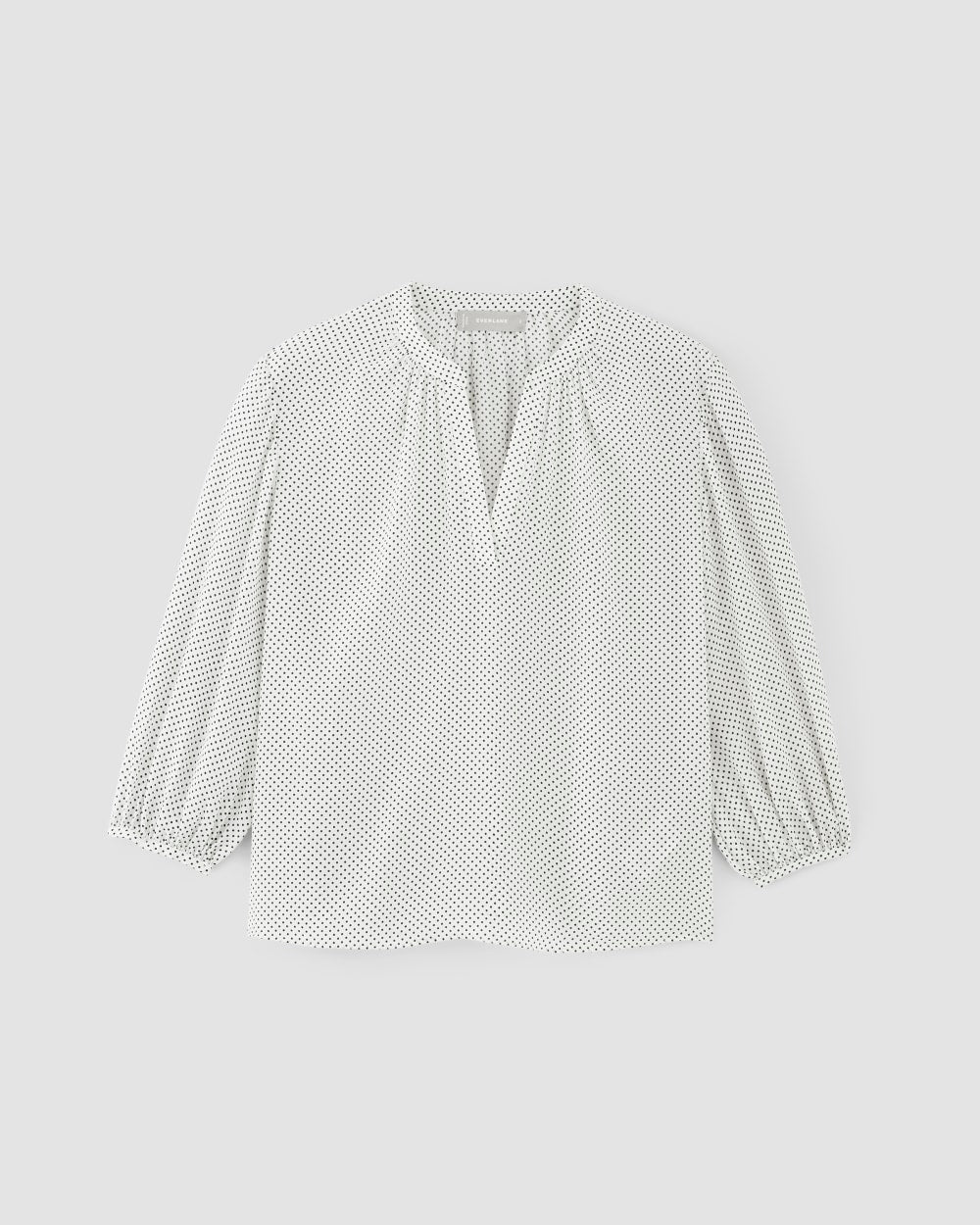 The Washable Clean Silk V-Neck Top | Bone / Black Polka Dot - Image 2