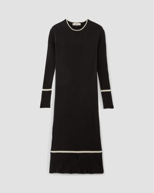 Alternative view of The Cotton Wide Rib Midi Dress | Black