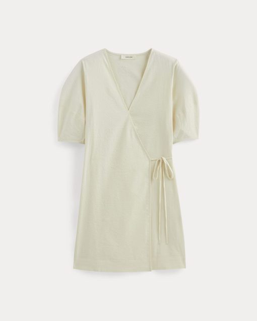 Alternative view of The Seersucker Mini Wrap Dress | Bone