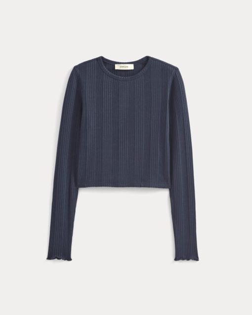 Alternative view of Lounge Rib Cropped Shirt | Navy