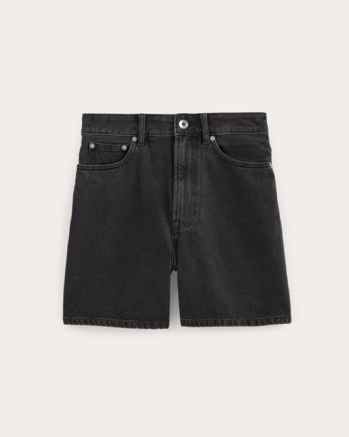 Alternative view of The A-Line Denim Short | Washed Black
