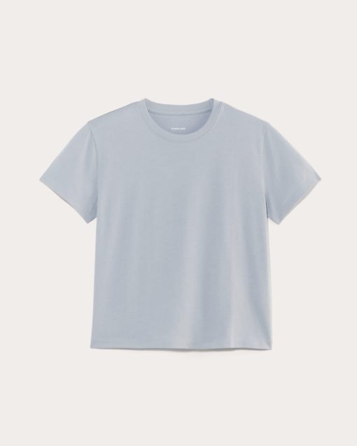Alternative view of The Box-Cut Tee in Essential Cotton | Blue Slate | No Pocket