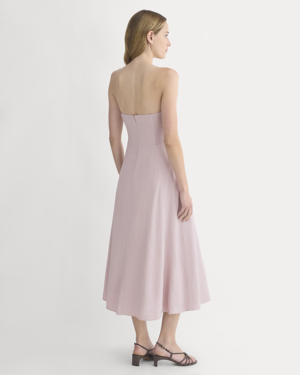 Strapless Dress in Stretch Linen | Burnished Lilac - Image 4