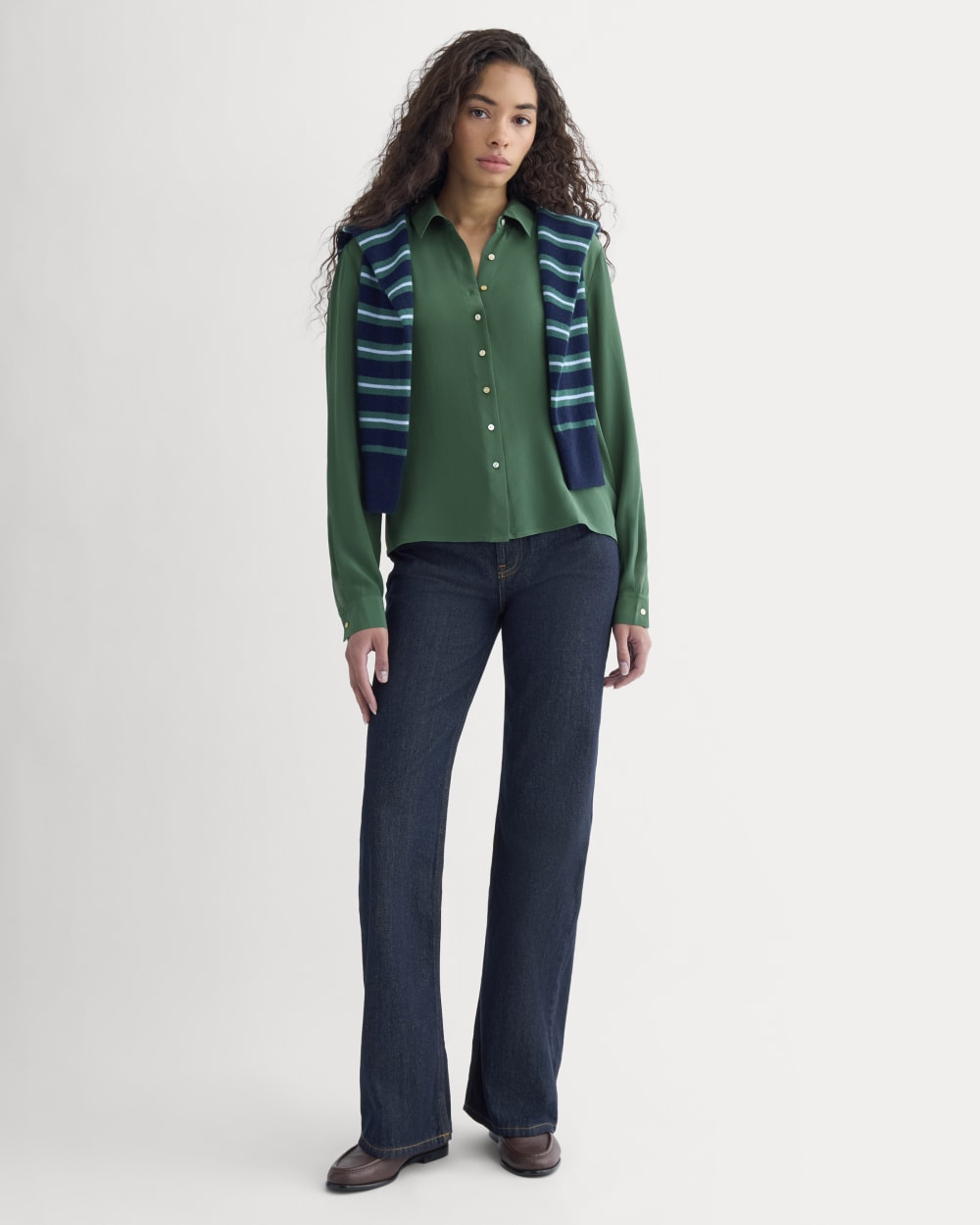 Shrunken Top in Washable Silk | Hunter Green - Image 3