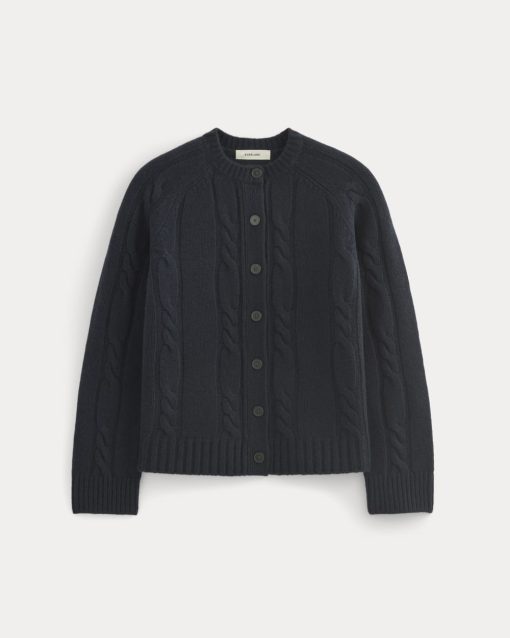 Alternative view of Cable Cardigan in Extrafine Luxe Merino | Navy