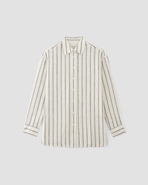 Alternative view of The Boyfriend Shirt in Linen | Bone/Navy