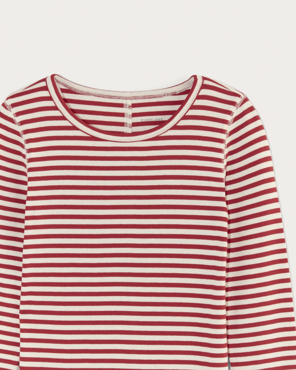 The Luxe Rib Long-Sleeve Crew | Bone / Berry Red - Image 6