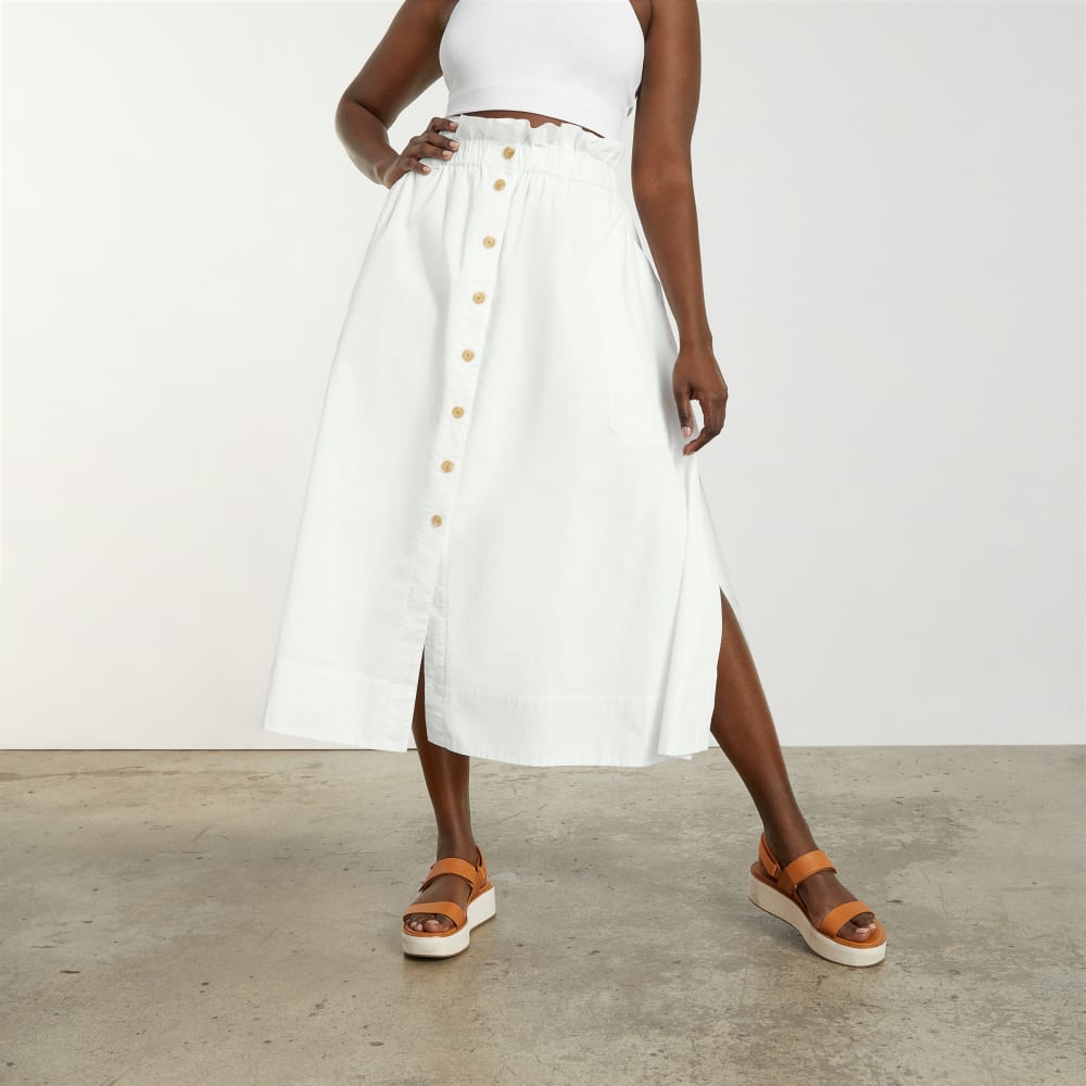 The Easy Button-Front Skirt | White - Image 2