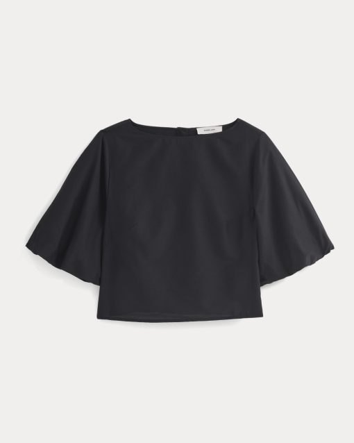 Alternative view of Bubble-Sleeve Top | Black