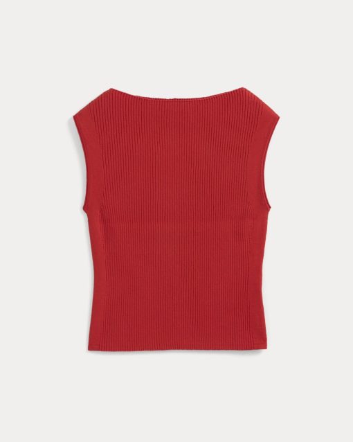 Alternative view of Boat-Neck Ribbed Knit | Fiery Red