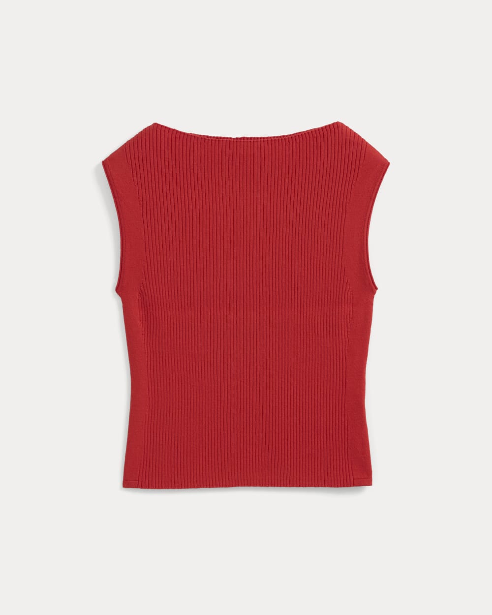 Boat-Neck Ribbed Knit | Fiery Red - Image 2